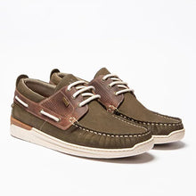 Load image into Gallery viewer, Men&#39;s Boat Shoes Soft Green Leather
