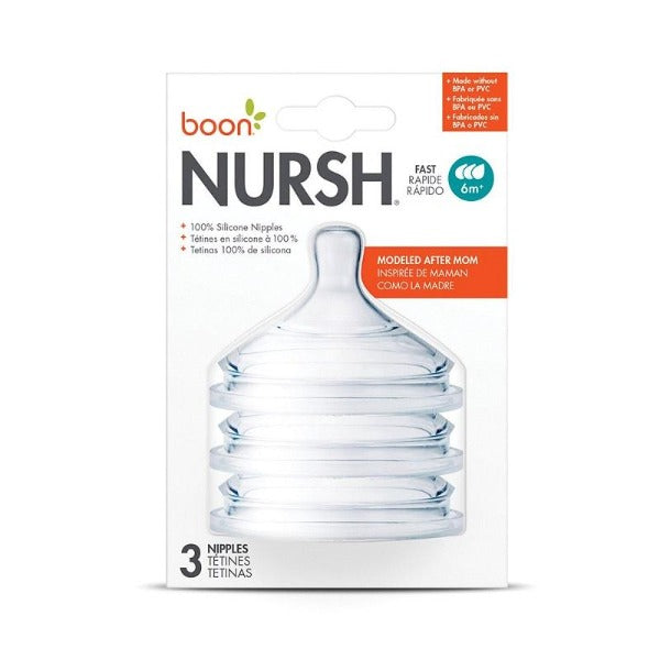 NURSH™ 3-Pack Standard-Neck Fast-Flow Nipples in Clear - Allsport