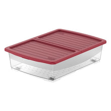 Load image into Gallery viewer, COSMOPLAST 45L Clear Plastic Underbed Storage Box with Wheels &amp; Lockable Lid
