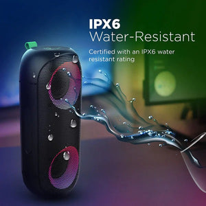 VERTUX RUMBA.BLACK With ''AuraSync'' LED Lights Water Resist Speaker