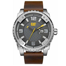 Load image into Gallery viewer, CAT Grid Men&#39;s Analog Gunmetal with Brown Leather Strap Watch - Allsport
