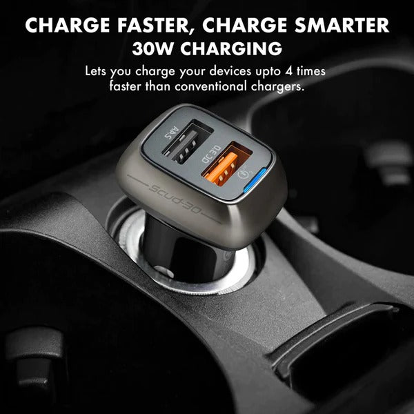QC 3.0 Car Charger with 30-Watt Dual USB Ports