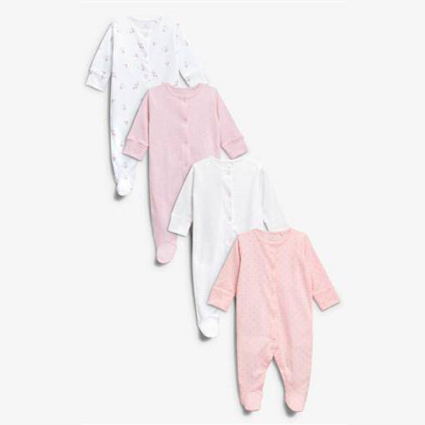 4PK PINK SLEEPSUITS  (0MTH-1MTH) - Allsport