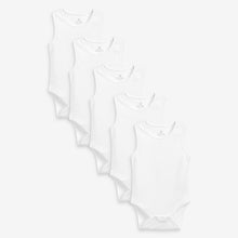 Load image into Gallery viewer, 5PK ORGANIC WHITE BODYSUIT VESTS (0MTH-3YRS)
