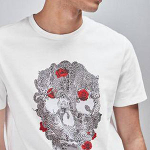 White Skull Graphic Slim Fit T-Shirt - Allsport