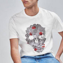 Load image into Gallery viewer, White Skull Graphic Slim Fit T-Shirt - Allsport
