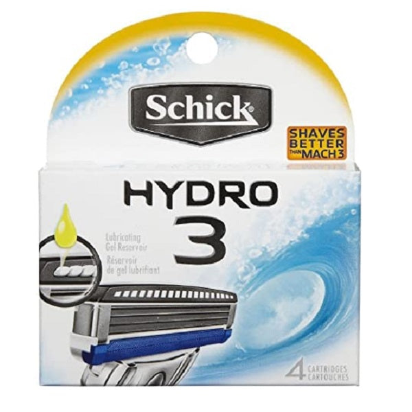 Schick Hydro 3 Refill Blade Cartridges for Men, 4 count