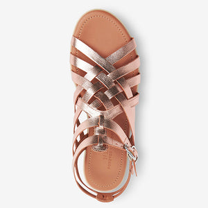 Rose Gold Forever Comfort® Slotted Wedge Gladiator Sandals