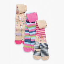 Load image into Gallery viewer, Pink 3 Pack Cotton Rich Unicorn Tights (12mths-10yrs)
