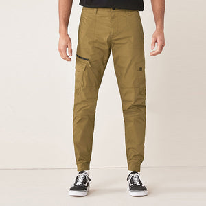 Tan Brown Slim Fit Stretch Utility Trousers