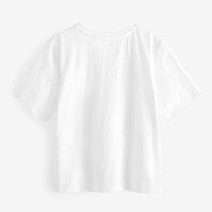 White Broderie Frill Sleeve Top (3-12yrs)