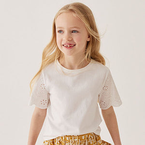 White Broderie Frill Sleeve Top (3-12yrs)