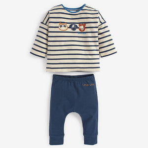 Navy Blue Character Baby 2 Pack T-Shirt & Leggings Set (0mths-18mths)