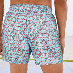 Blue Flamingo Printed Swim Shorts