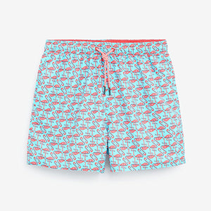Blue Flamingo Printed Swim Shorts