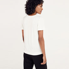 Load image into Gallery viewer, Cream Scallop Neck Short Sleeve T-Shirt
