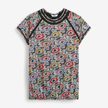 Load image into Gallery viewer, Multi Floral Print Bubblehem Raglan T-Shirt
