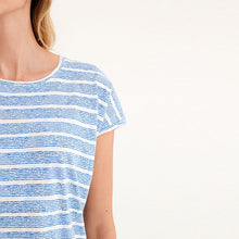 Load image into Gallery viewer, Blue/White Stripe Short Sleeve Slub T-Shirt
