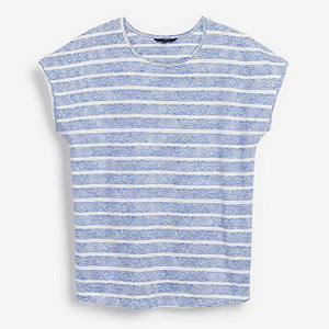 Blue/White Stripe Short Sleeve Slub T-Shirt