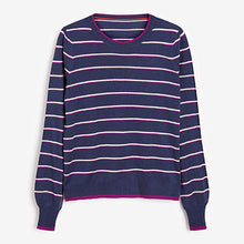 Load image into Gallery viewer, Navy Blue Stripe Crew Neck Jumper

