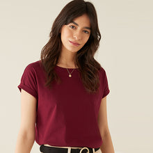 Load image into Gallery viewer, Burgundy Red Cap Sleeve T-Shirt

