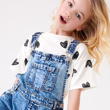 Load image into Gallery viewer, Blue Denim Short Leg Dungarees With T-Shirt (3-12yrs)
