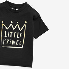Load image into Gallery viewer, Black/Gold &quot;Little Prince&quot; Short Sleeve Slogan T-Shirt (3mths-5yrs)

