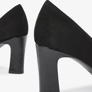 Black Forever Comfort® Round Toe Block Heel Court Shoes