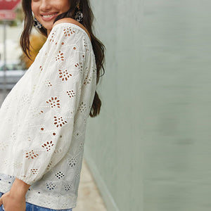 White Broderie Top