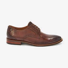 Load image into Gallery viewer, Brown Leather Contrast Sole Derby Shoes
