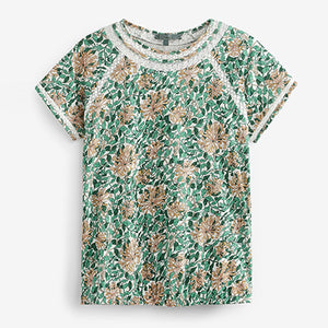 Morriis & Co Green Honeysuckle Bubblehem Raglan T-Shirt