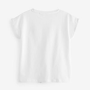 White Crochet Flower Tie Front T-Shirt (3-12yrs)