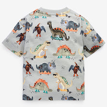 Load image into Gallery viewer, Blue/Ecru/Cream Watercolor Dino 3 Pack Oversized T-Shirts (3mths-5yrs)
