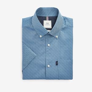 Blue Slim Fit Single Cuff Easy Iron Button Down Oxford Shirt