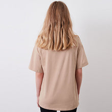 Load image into Gallery viewer, Neutral brown Flower Slogan T-Shirt (3-12yrs)
