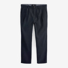 Load image into Gallery viewer, Navy Blue Twin Pleat Slim Fit  Stretch Chino Trousers
