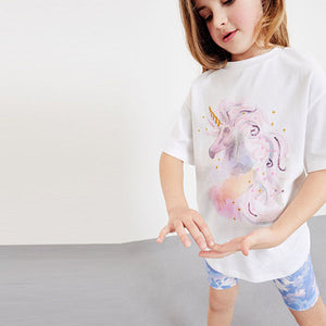 Lilac Purple Sequin Unicorn T-Shirt & Shorts Set (3-12yrs)