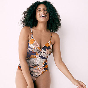 Navy Floral Tummy Control Swimsuit