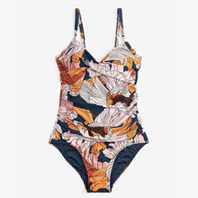 Load image into Gallery viewer, Navy Floral Tummy Control Swimsuit
