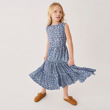Load image into Gallery viewer, Blue Floral Tiered Maxi Dress (3-12yrs)
