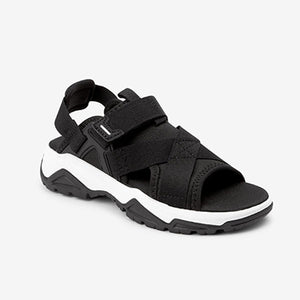 Black/White Strap Touch Fastening Trekker Sandals (Older Boys)