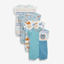 Load image into Gallery viewer, Green Watercolour Character 4 Pack Baby Printed Rompers (0mths-18mts)
