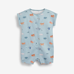 Green Watercolour Character 4 Pack Baby Printed Rompers (0mths-18mts)