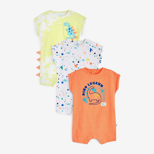 Bright Orange Baby Baby 3 Pack Rompers (0mths-18mths)