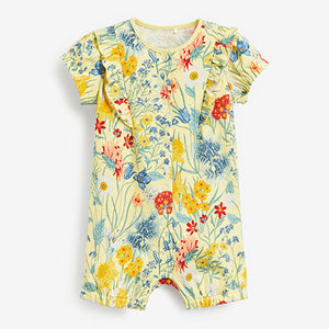 Yellow/White/Blue Floral 3 Pack Rompers (0-18mths)