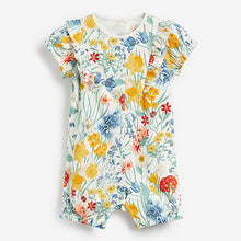 Load image into Gallery viewer, Yellow/White/Blue Floral 3 Pack Rompers (0-18mths)
