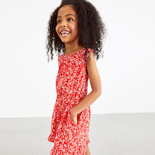 Load image into Gallery viewer, Red Floral Printed Playsuit (3-12yrs)
