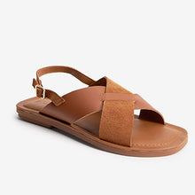 Load image into Gallery viewer, Tan Brown Forever Comfort® Crossover Leather Sandals
