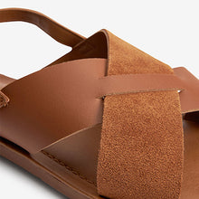 Load image into Gallery viewer, Tan Brown Forever Comfort® Crossover Leather Sandals
