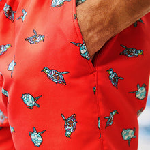 Load image into Gallery viewer, Red Turtle Printed Swim Shorts
